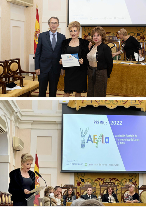 Aurora Guerra gana el primer premio de Literatura en Prosa de la Asociación Española de Farmacéuticos de Artes y Letras 2022 (AEFLA) 